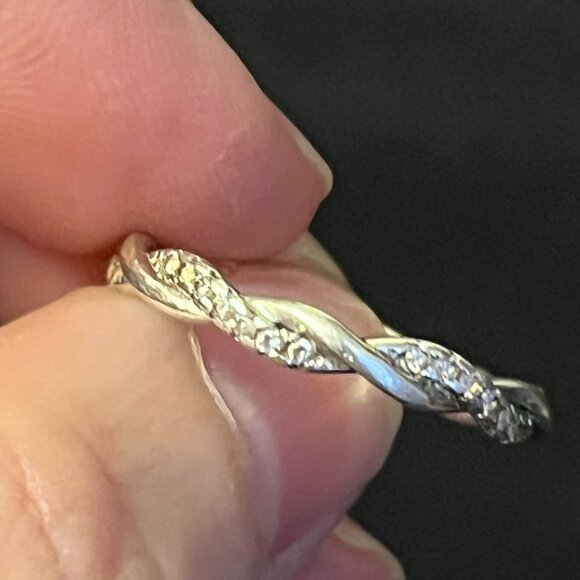 Sterling Silver & Cubic Zirconia Eternity Band – Size 7.75, Stamped 925 - Picture 4 of 7